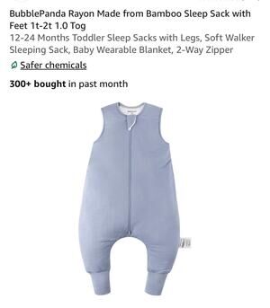 BubblePanda NEW Bamboo Walker Sleep Sack With Feet 1.0 TOG 1-2T 12-24M Blue